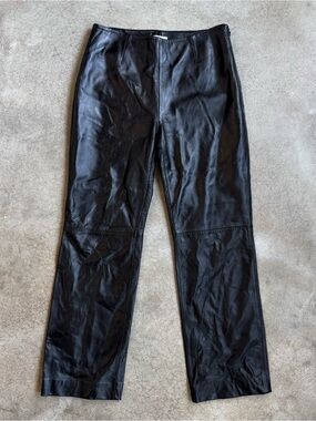 Apt. 9 Black Lambskin Leather Mid-Rise Pants